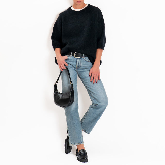 Dixie-Maglia mohair girocollo - Nero