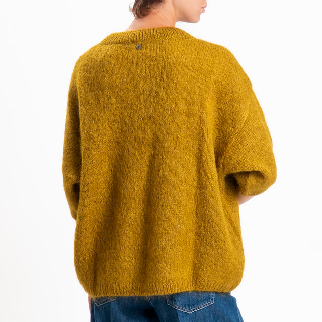 Dixie-Maglia mohair girocollo - olio