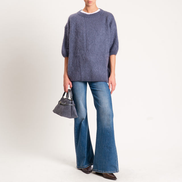 Dixie-Maglia mohair oversize manica 3/4 - antracite