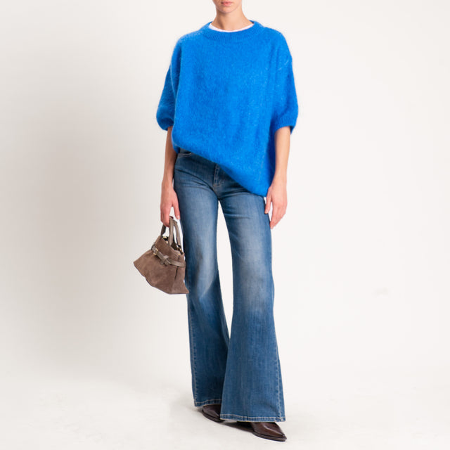 Dixie-Maglia mohair oversize manica 3/4 - royal