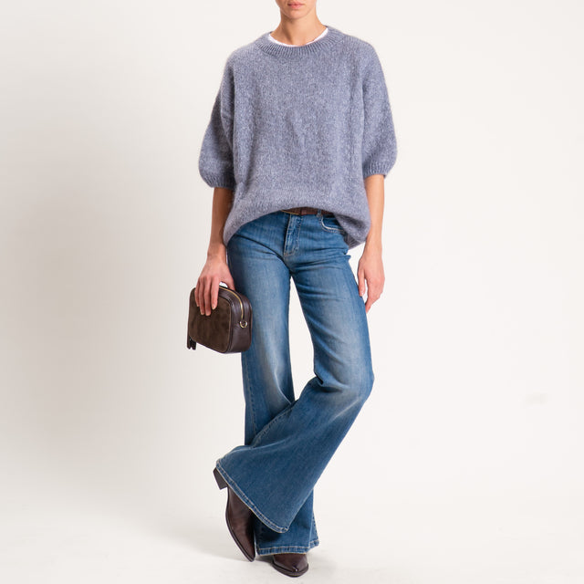 Dixie-Maglia mohair oversize manica 3/4 - grigio