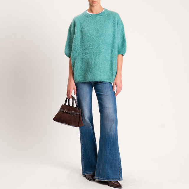 Dixie-Maglia mohair oversize manica 3/4 - menta