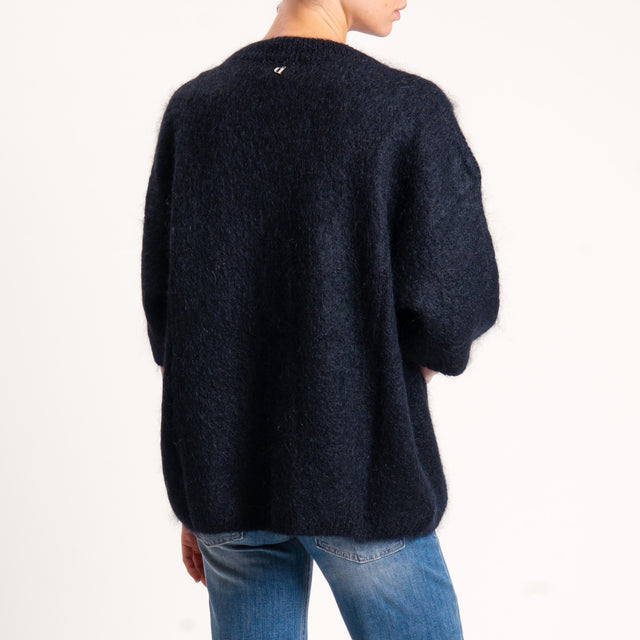 Dixie-Maglia mohair oversize manica 3/4 - nero