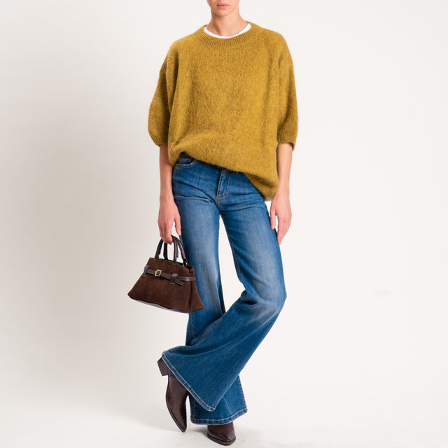 Dixie-Maglia mohair oversize manica 3/4 - olio
