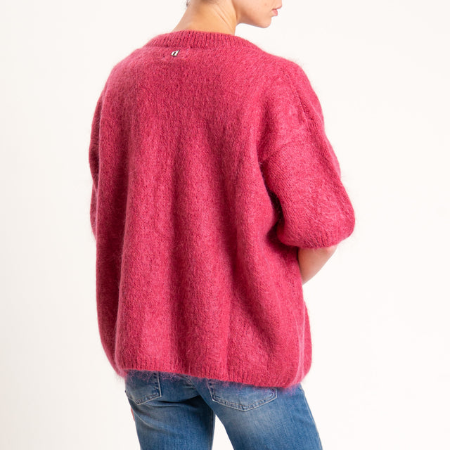 Dixie-Maglia mohair oversize manica 3/4 - cherry