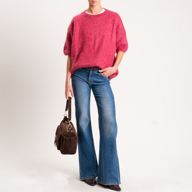 Dixie-Maglia mohair oversize manica 3/4 - cherry