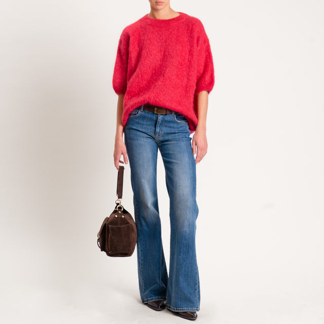 Dixie-Maglia mohair oversize manica 3/4 - rosso