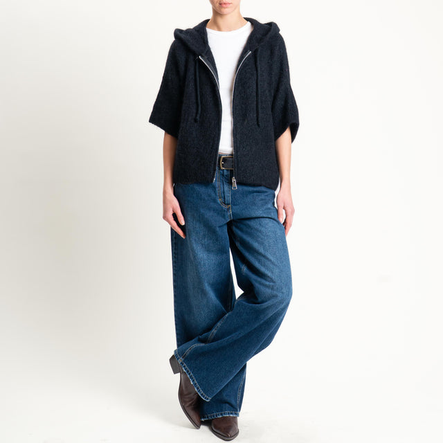 Dixie- Maglia misto cashmere con cappuccio - nero