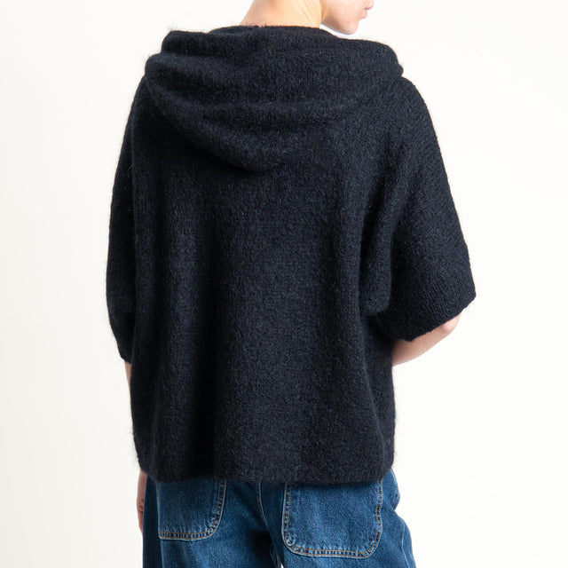 Dixie- Maglia misto cashmere con cappuccio - nero