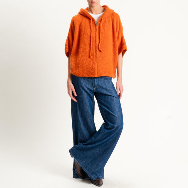 Dixie- Maglia misto cashmere con cappuccio - arancio