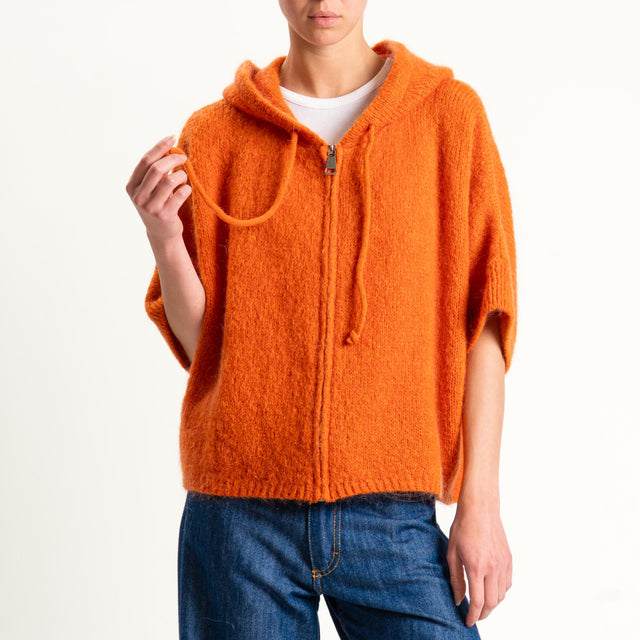 Dixie- Maglia misto cashmere con cappuccio - arancio