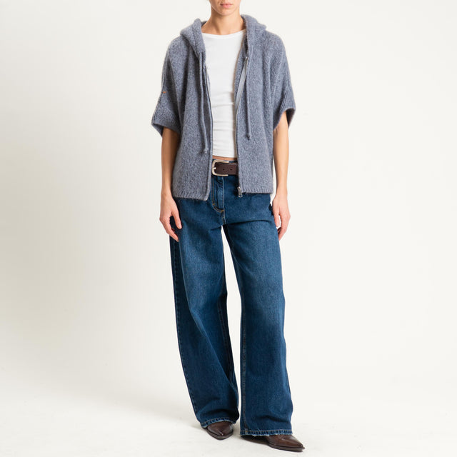 Dixie- Maglia misto cashmere con cappuccio - grigio
