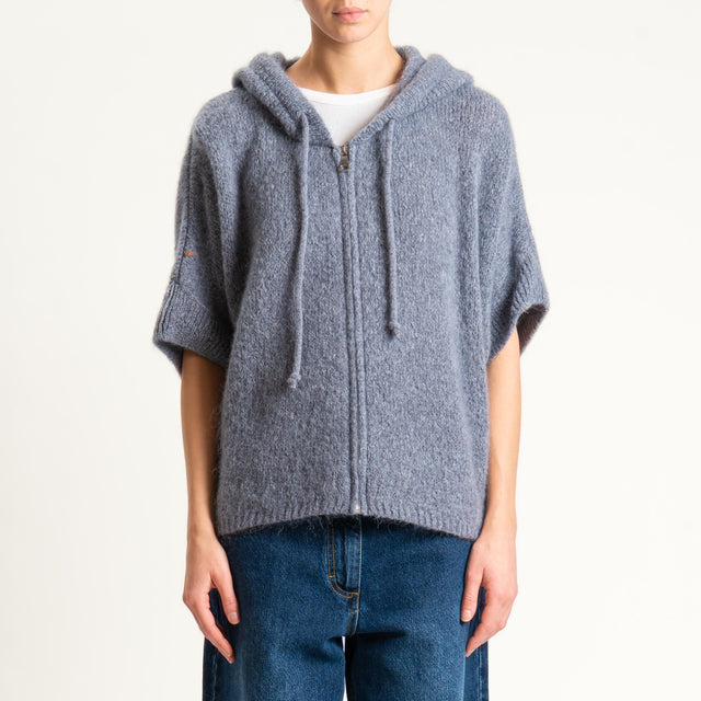 Dixie- Maglia misto cashmere con cappuccio - grigio