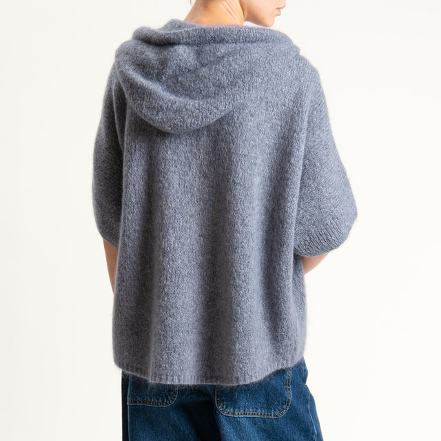 Dixie- Maglia misto cashmere con cappuccio - grigio