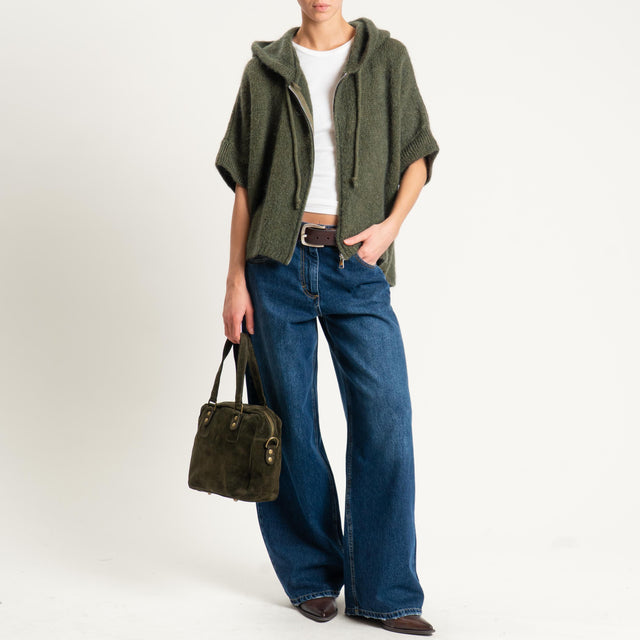 Dixie- Maglia misto cashmere con cappuccio - militare