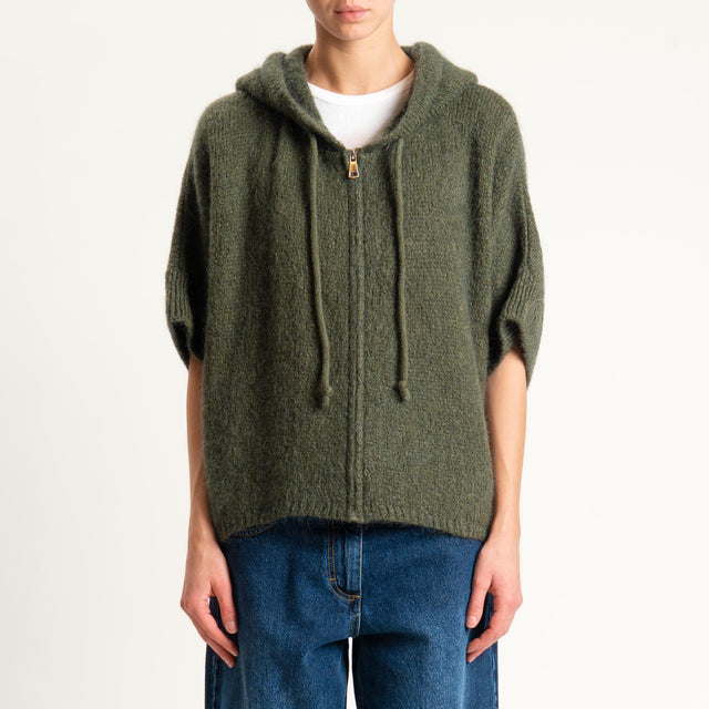 Dixie- Maglia misto cashmere con cappuccio - militare