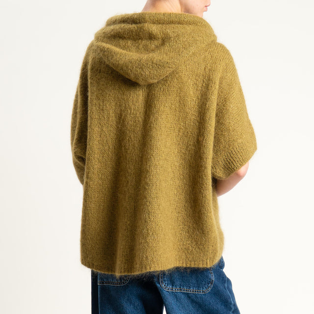 Dixie- Maglia misto cashmere con cappuccio - olio