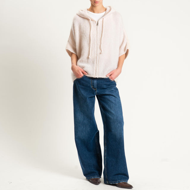 Dixie- Maglia misto cashmere con cappuccio - burro