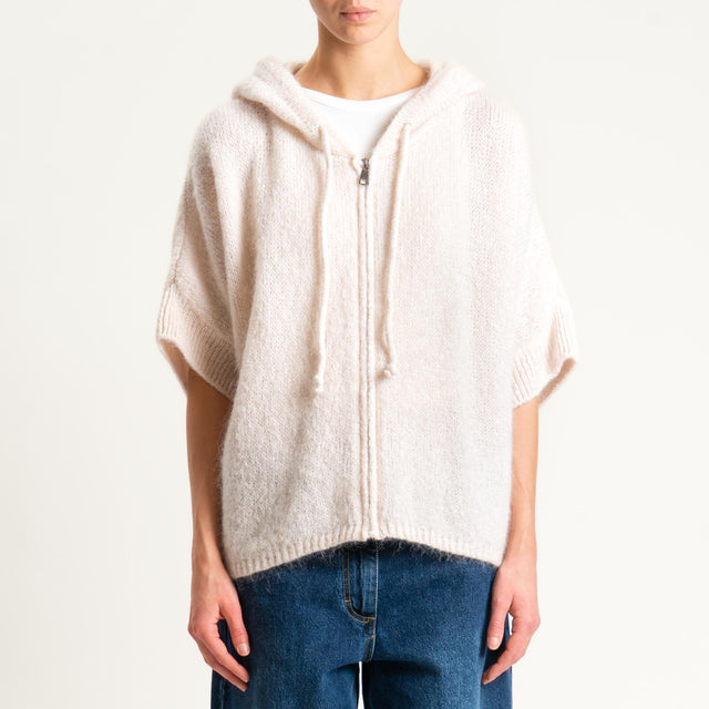 Dixie- Maglia misto cashmere con cappuccio - burro