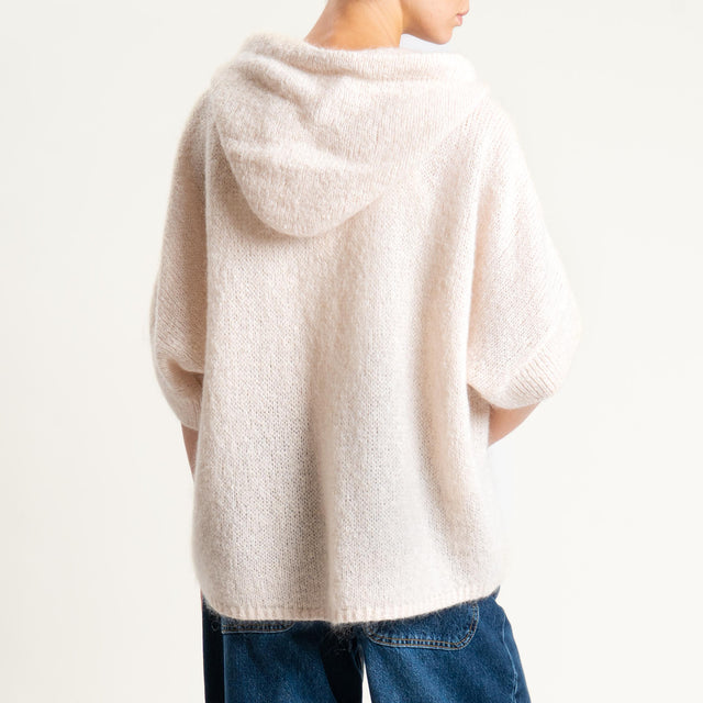 Dixie- Maglia misto cashmere con cappuccio - burro