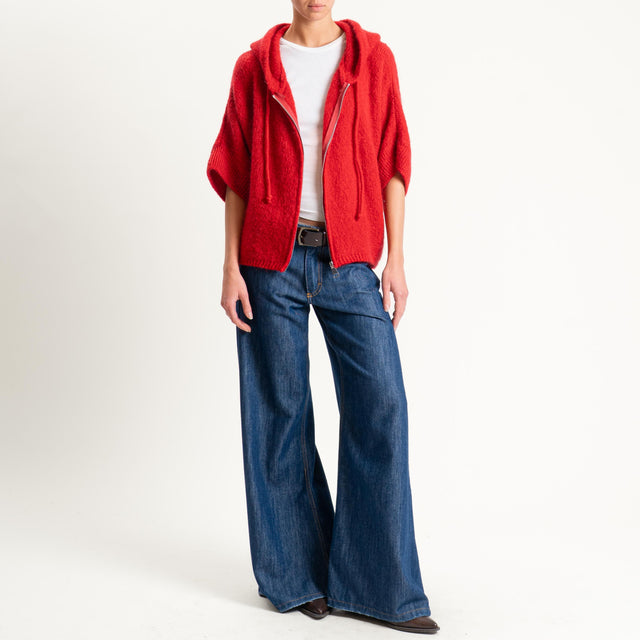 Dixie- Maglia misto cashmere con cappuccio - rosso