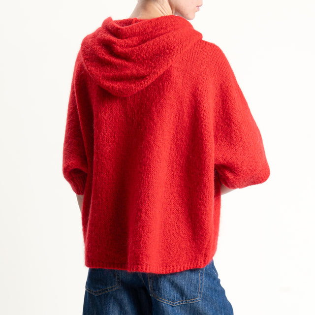 Dixie- Maglia misto cashmere con cappuccio - rosso