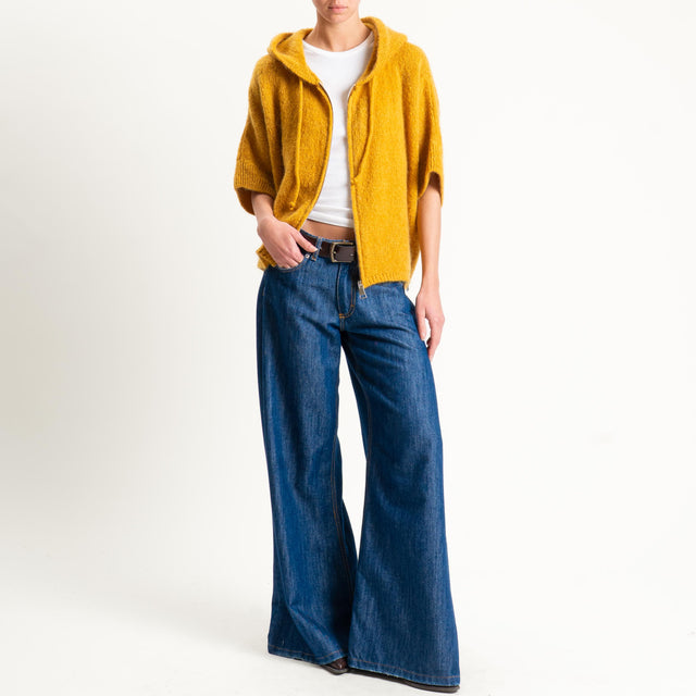 Dixie- Maglia misto cashmere con cappuccio - Senape