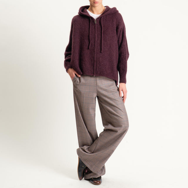 Dixie-Maglia misto lana con cappuccio - prugna