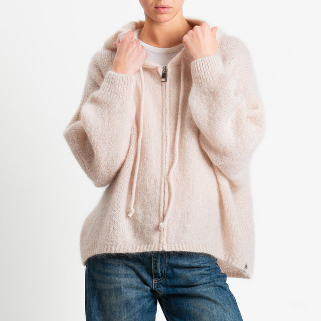 Dixie-Maglia misto lana con cappuccio - rosa