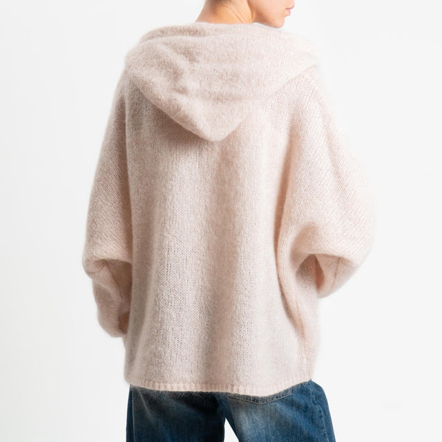 Dixie-Maglia misto lana con cappuccio - rosa