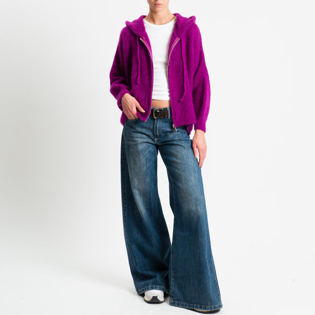 Dixie-Maglia misto lana con cappuccio - ortensia