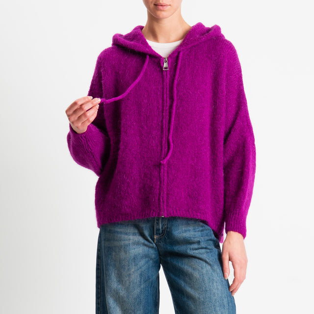 Dixie-Maglia misto lana con cappuccio - ortensia