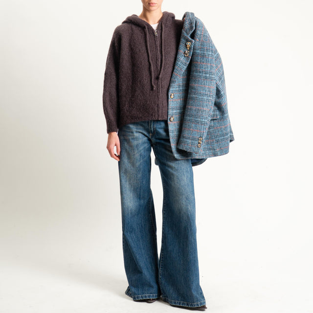 Dixie-Maglia misto lana con cappuccio - moro