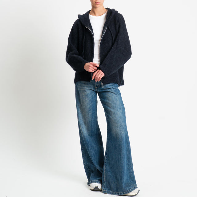 Dixie-Maglia misto lana con cappuccio - nero