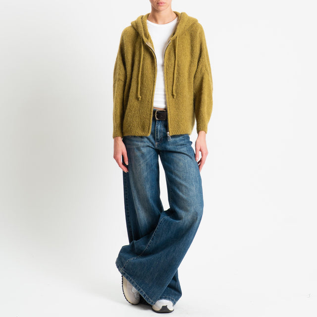 Dixie-Maglia misto lana con cappuccio - olio