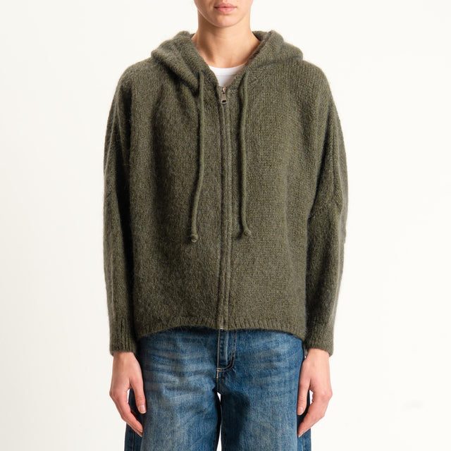 Dixie-Maglia misto lana con cappuccio - militare