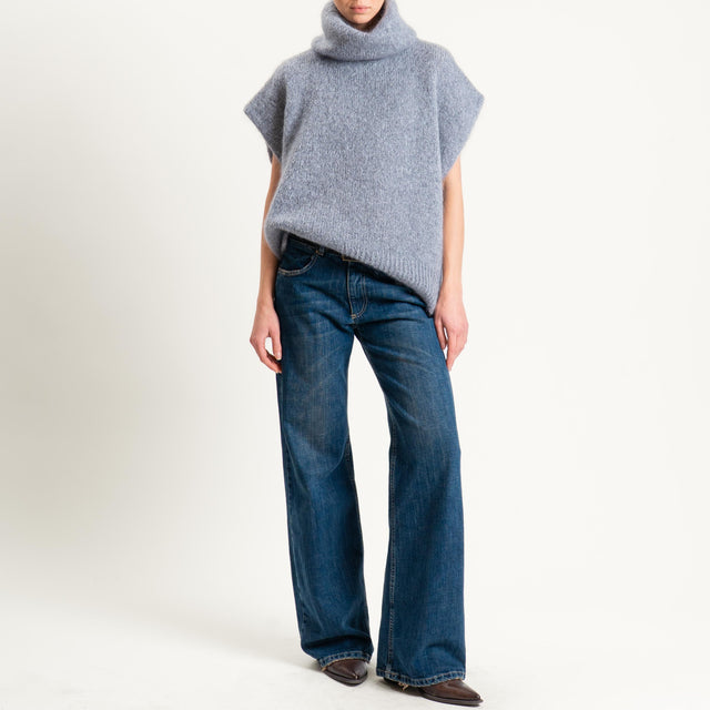 Dixie-Maglia mohair smanicata collo alto - grigio
