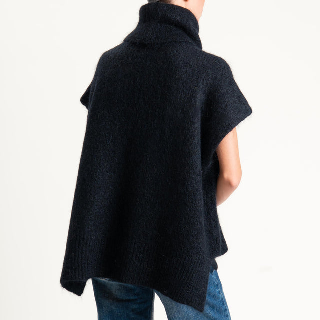 Dixie-Maglia mohair smanicata collo alto - nero