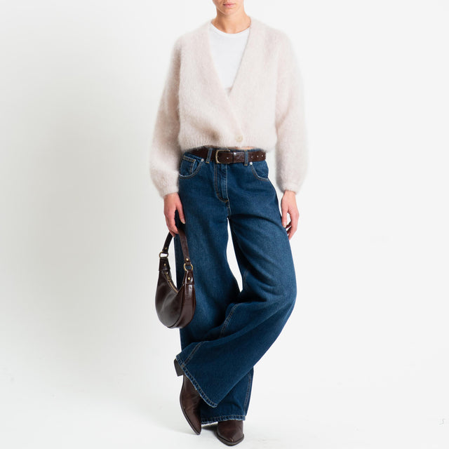 Dixie-Cardigan mohair chiusura asimmetrica - burro