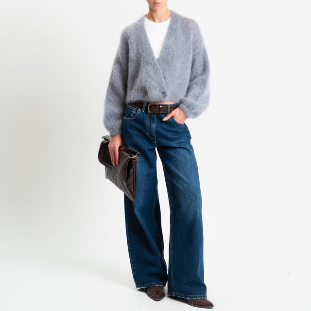 Dixie-Cardigan mohair chiusura asimmetrica - grigio