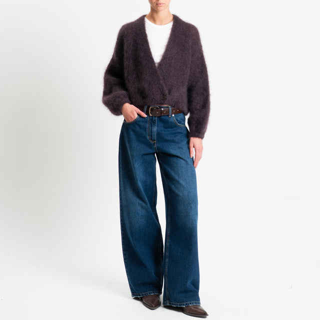 Dixie-Cardigan mohair chiusura asimmetrica - marrone