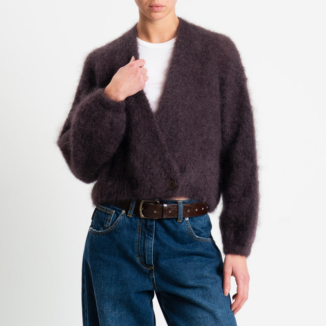 Dixie-Cardigan mohair chiusura asimmetrica - marrone