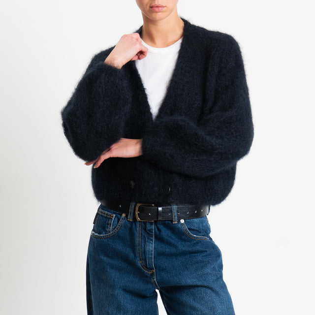 Dixie-Cardigan mohair chiusura asimmetrica- nero