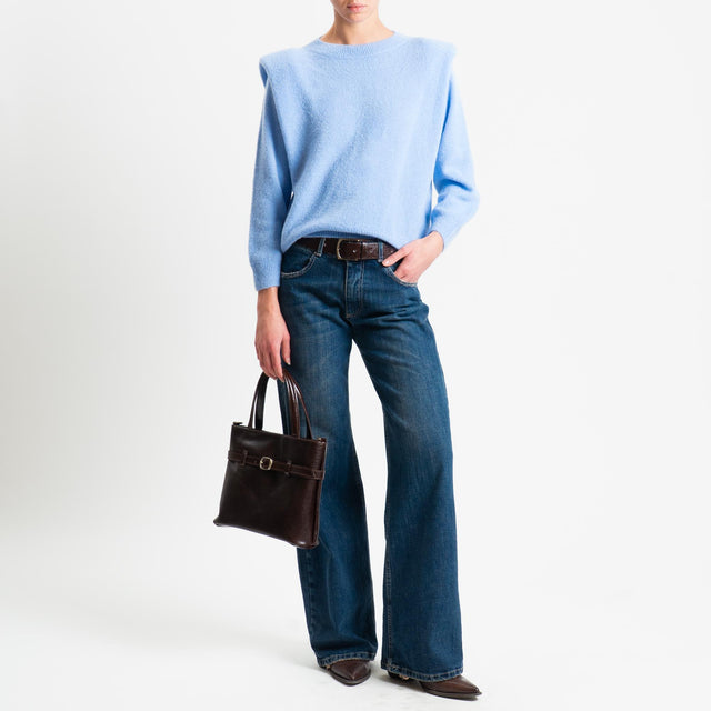 Dixie-Maglia con spalline baby alpaca - celeste