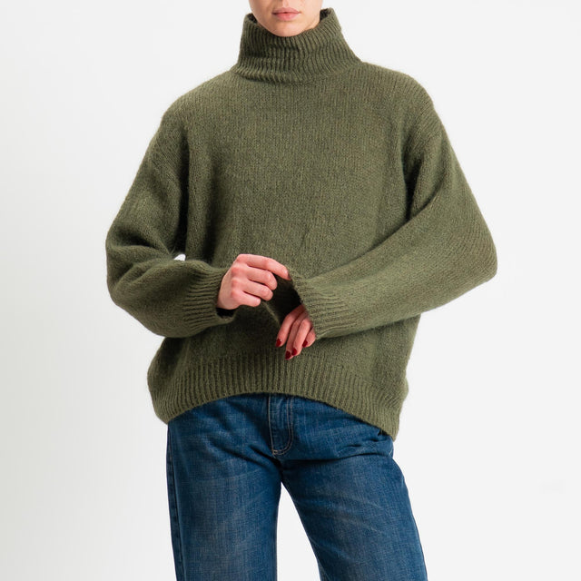 Dixie-Maglia mohair collo montato bordi a coste - militare