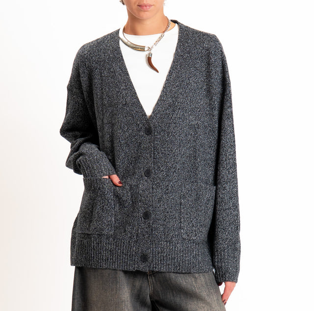 Dixie-Cardigan 100%LANA - grigio/nero