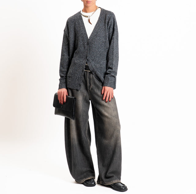 Dixie-Cardigan 100%LANA - grigio/nero