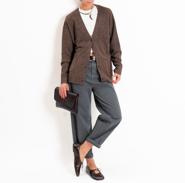 Dixie-Cardigan 100%LANA - moro/grigio