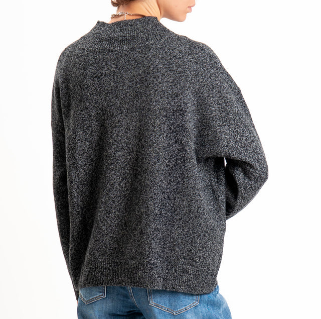 Dixie-Maglia 100% LANA scollo a v - grigio/nero