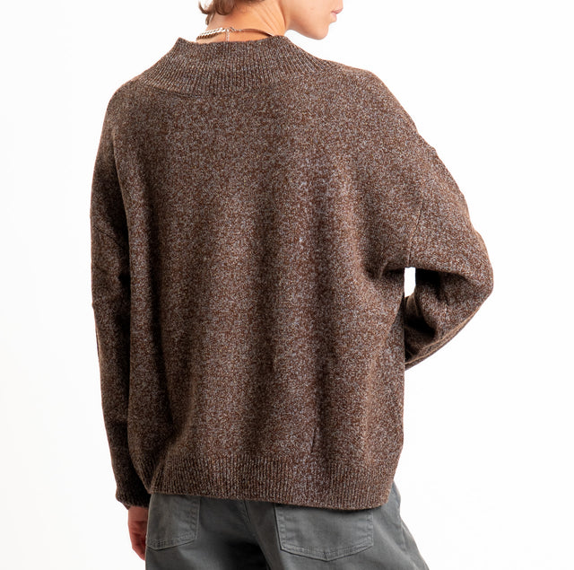 Dixie-Maglia 100% LANA scollo a v - moro/grigio